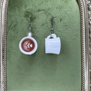 Coffee Espresso Mug Earrings with Barista Froth | Valentine Gift